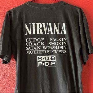 NIRVANA 1989 SUB POP RECORDS Rare Vintage Grunge Band T-shirt & bonus CD BLEACH